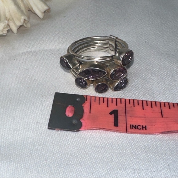 Sparkly Purple Topaz multi-gem handcrafted ring - Picture 3 of 8